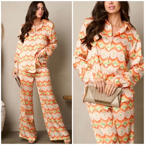 Edit By Nine 2-Piece Long Sleeves Top And Wide Leg Pants - Picture 3 of 4
